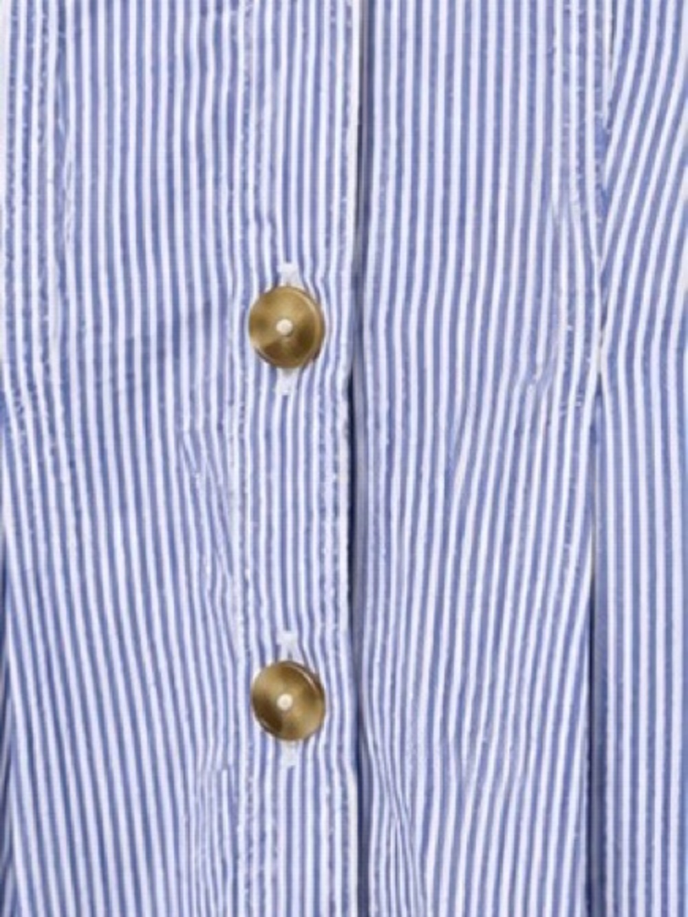 Free People We The Free Martin Oxford Blue  Stripe Tie-Waist Button Front XS - Picture 10 of 10